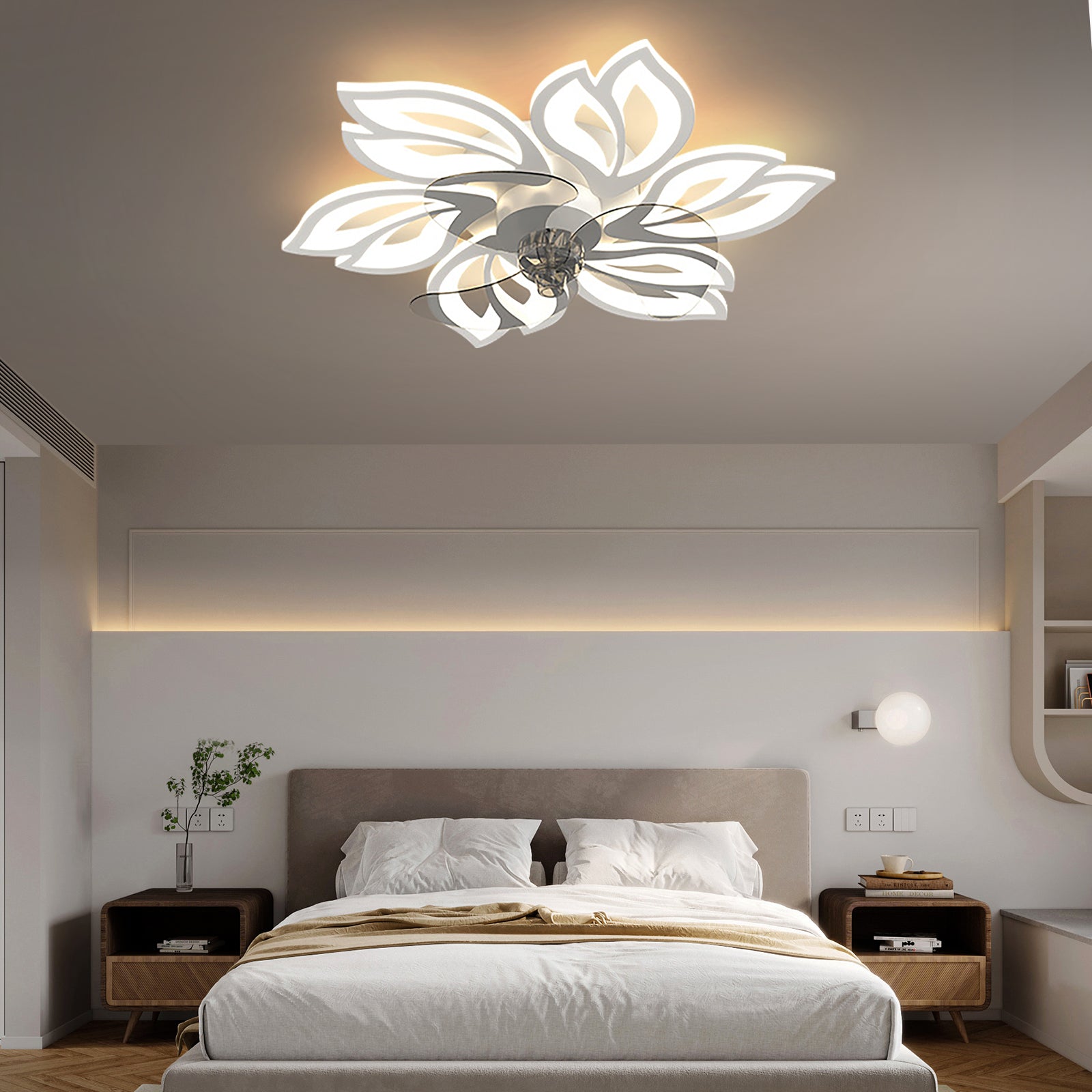 Modern 30.7 Inch LED Ceiling Fan with Remote Control Three Speed Dimming and Three Speed Wind Control Function for Bedroom Study Living Room and Children's Room REYDELUZ