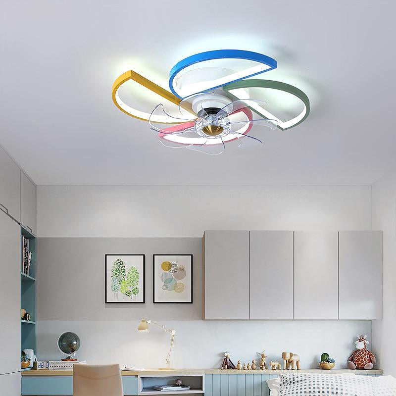 Modern Minimalist Style Ceiling Fan Light for Children's Room Bedroom Interior Lighting Ventilador Decoration