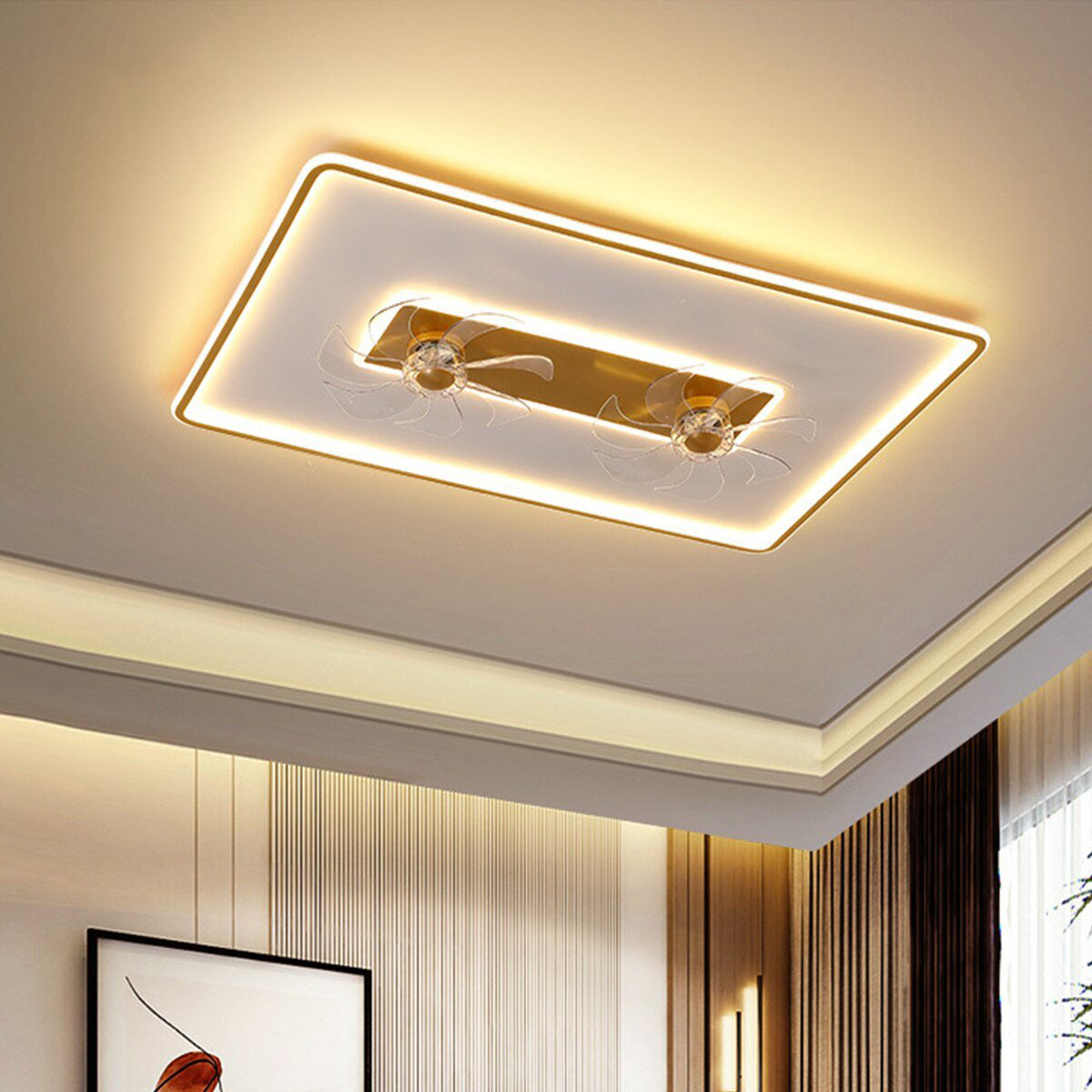 Modern 41.7 Inch LED Ceiling Fan Lamp for Living Room Bedroom Dining Room and Indoor Lighting