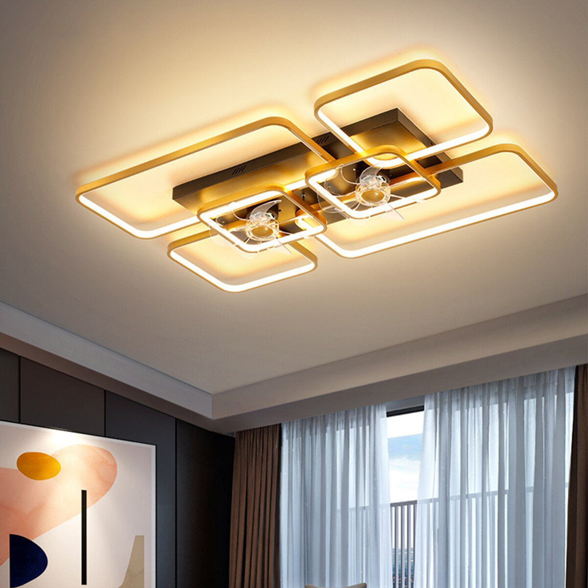 Modern 41.7 Inch LED Ceiling Fan Lamp for Living Room Bedroom Dining Room and Indoor Lighting