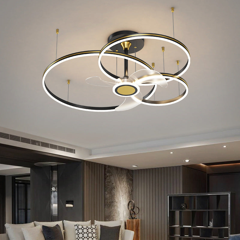 LED Ceiling Fan Lamp Modern Minimalist Ceiling Lamp Dining Room Bedroom Living Room Lamp Ring Fan Light