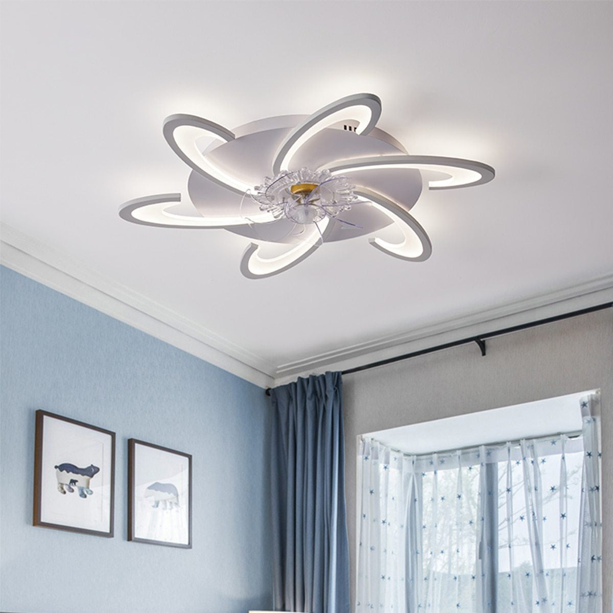 Nordic Decor LED Ceiling Fan for Living Room Decoration Bedroom Dining Room Ventilador Lamp Ceiling Fan Brightness Light Fixture