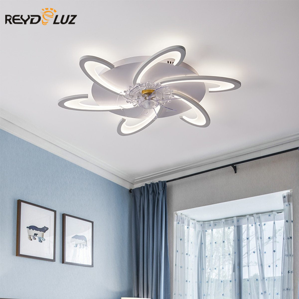Nordic Ceiling Lights 30.7 inch with Fan  Remote Control for Bedroom Decor Ventilador Living Room LED Ceiling Fan Lighting REYDELUZ