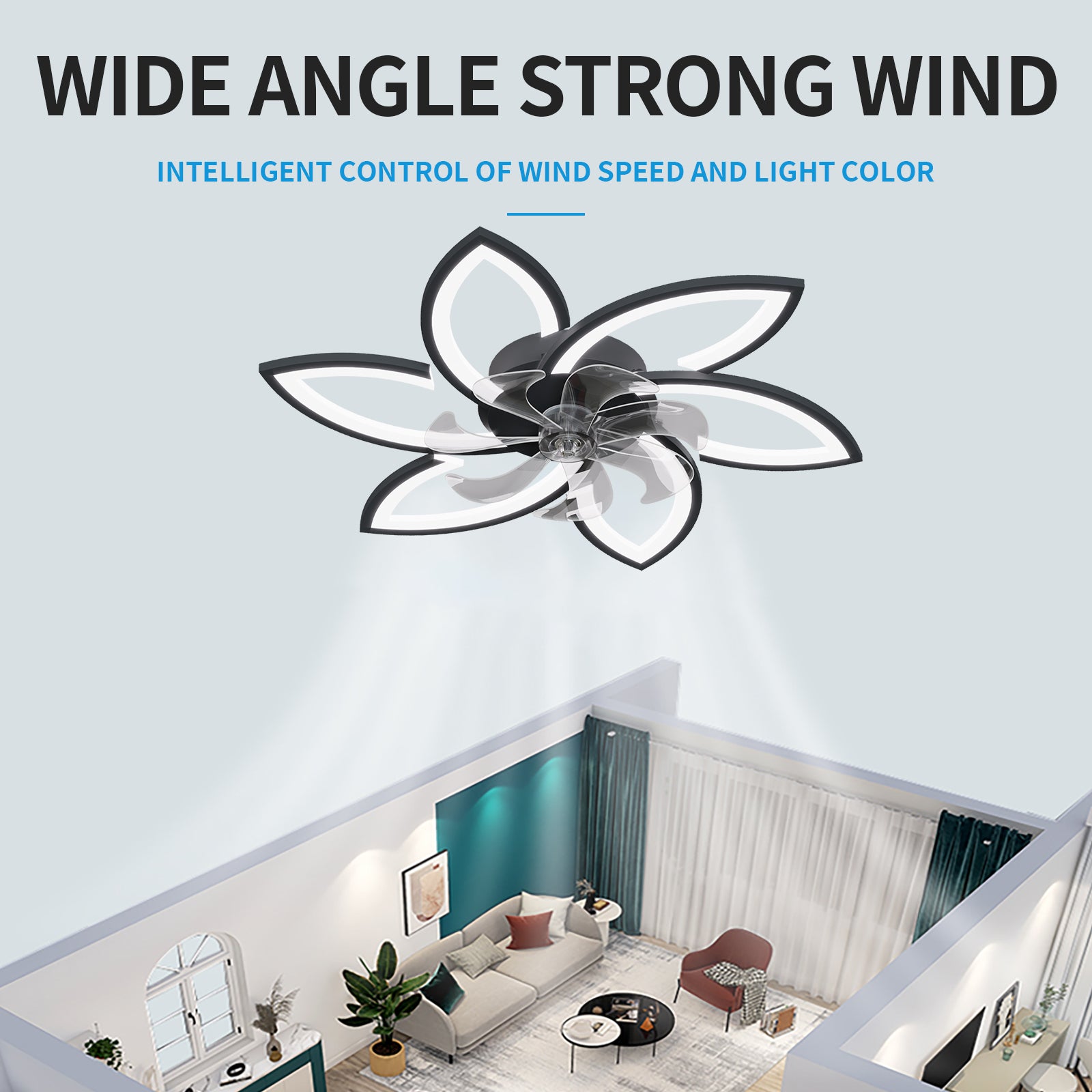 REYDELUZ 35.4 inches Modern Ceiling Fan with LED Light and Remote Control 3-speed Adjustable  Ceiling Fan for Indoor Lighting