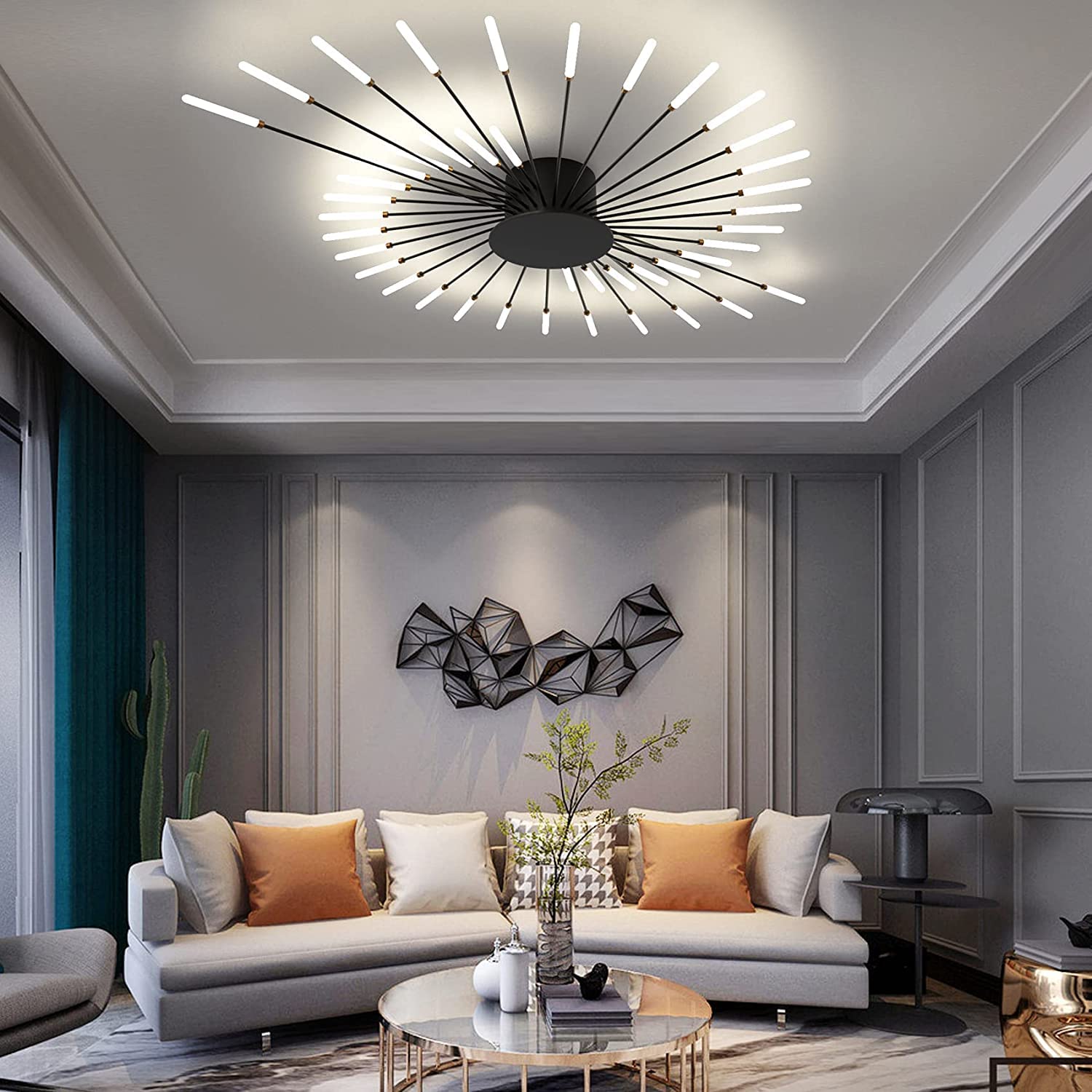 Modern Ceiling Light, Flush Mount Ceiling Lamp Acrylic Lampshade Chandelier、
