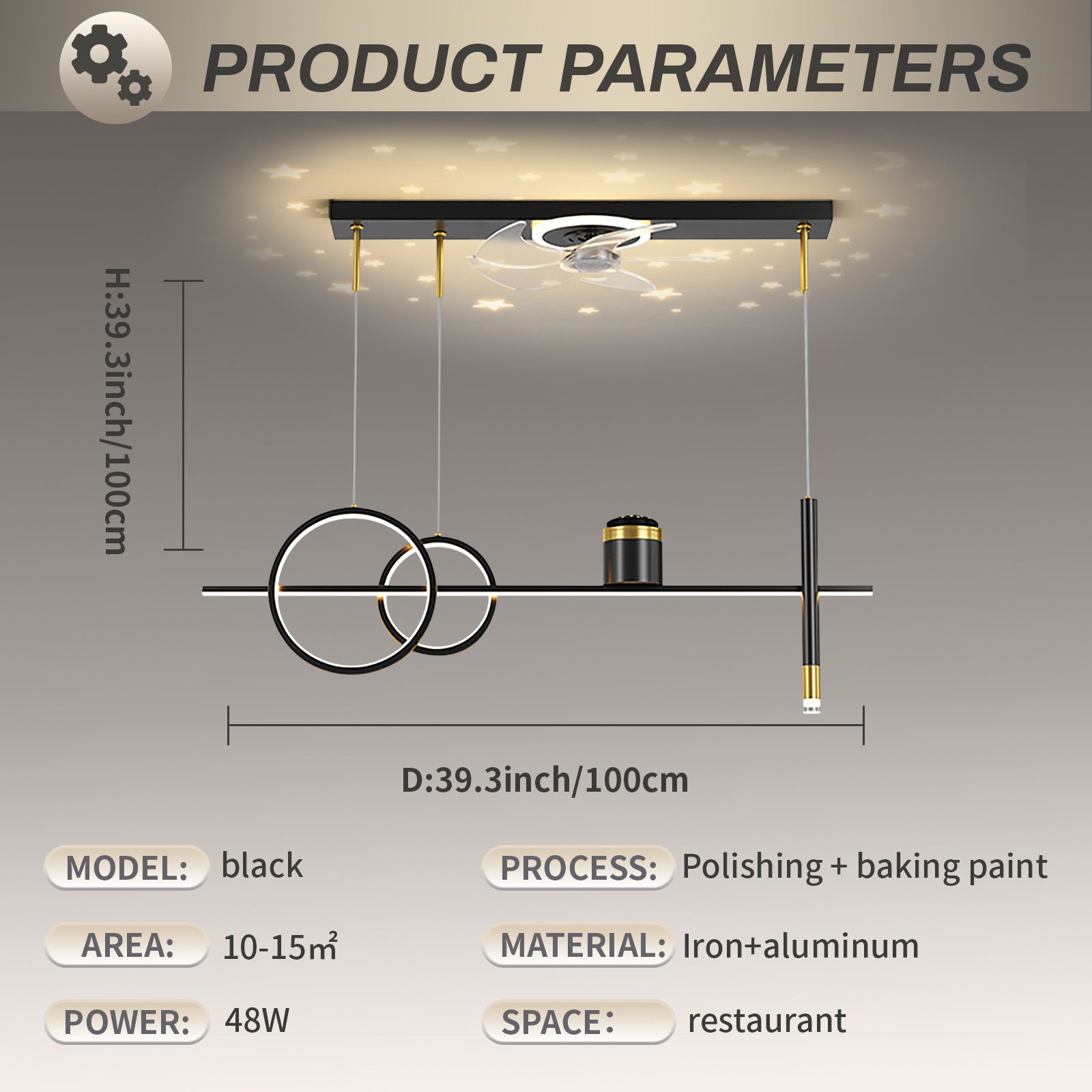Restaurante Ceiling Fan with Light for Living Room Decor Indoor Lighting Restaurante Ceiling Fan Lamp Lights with Remote Control FAN