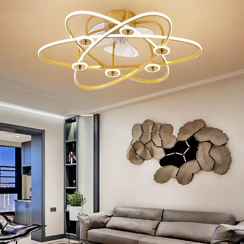 Modern Nordic Ceiling Fan Light with Minimalist Painted  for dining room bedroom living room lamp Fashion led fan Chandeliers
