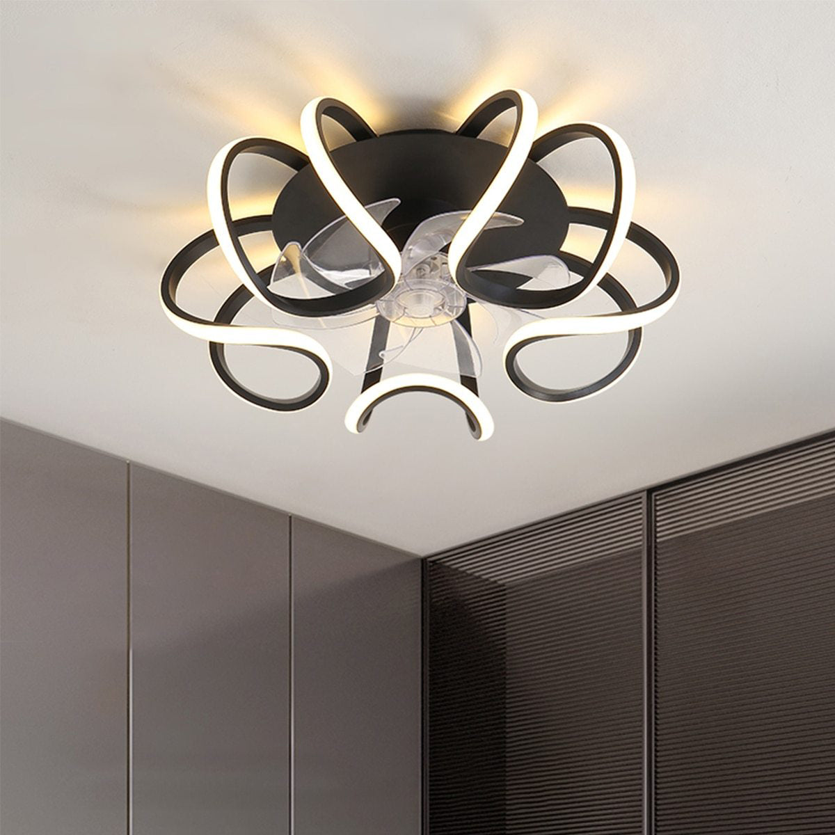 Led ceiling fan can be remotely controlled, bedroom decorative ceiling fan lamp