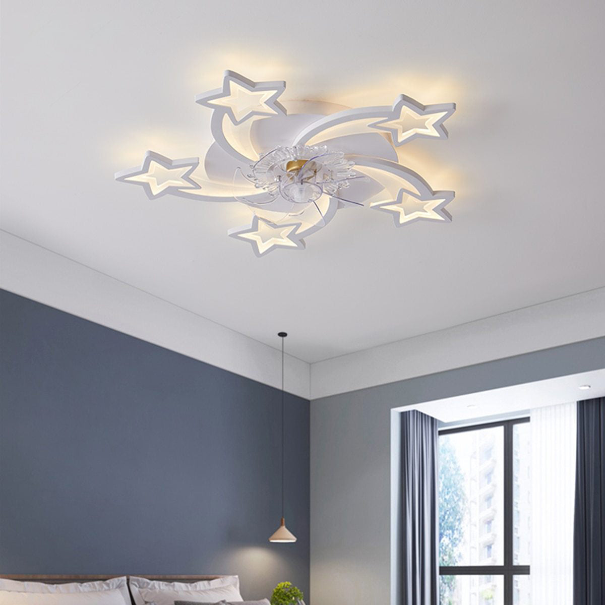 Nordic Decor LED Ceiling Fan for Living Room Decoration Bedroom Dining Room Ventilador Lamp Ceiling Fan Brightness Light Fixture
