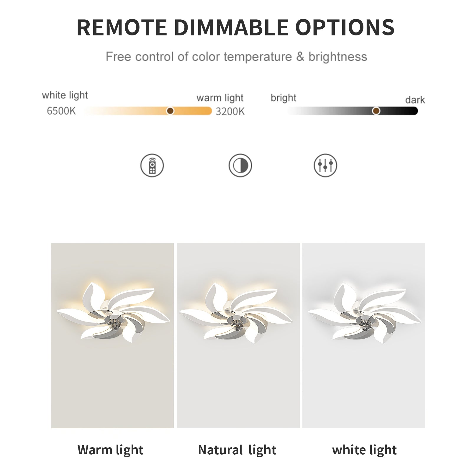 Modern 30.7 Inch LED Ceiling Fan with Remote Control Three Speed Dimming and Three Speed Wind Control Function for Bedroom Study Living Room and Children's Room REYDELUZ