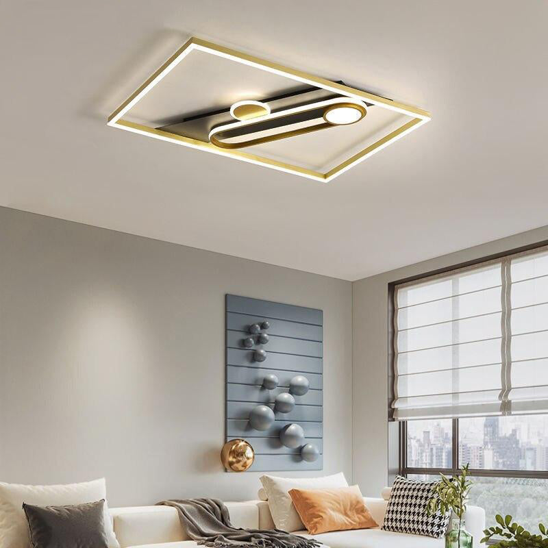 Creative Square Ceiling Lamp Chandelier Modern Fashion Dimming Bedroom Living Room Hall Study Intelligent Remote Control