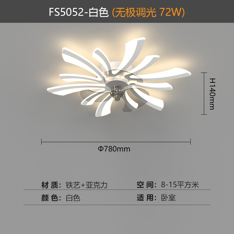 Modern Ceiling Fan With Lamp With Remote Control, Adjustable Fan For Bedroom