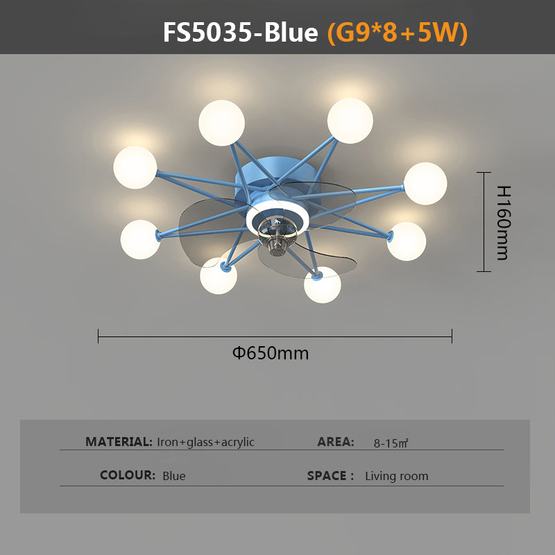 Modern ceiling fan with 3-color adjustable fan for bedroom and living