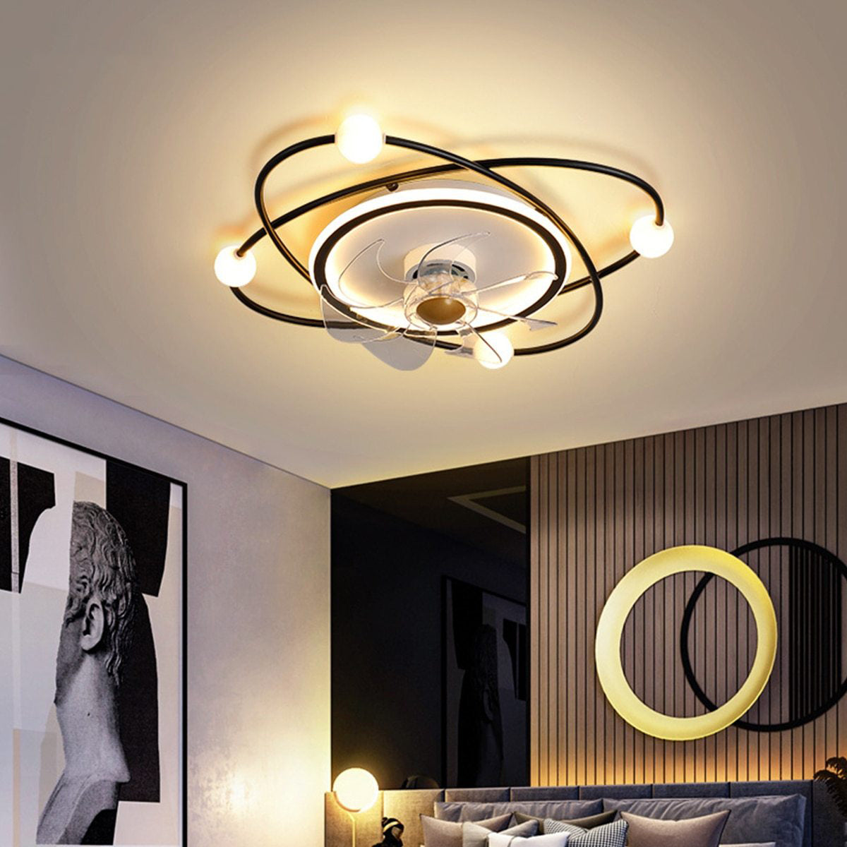 Modern Nordic Ceiling Fan Light for Bedroom Dning Room Living Room Lamp Fashion Iampara Techo Indoor Lighting
