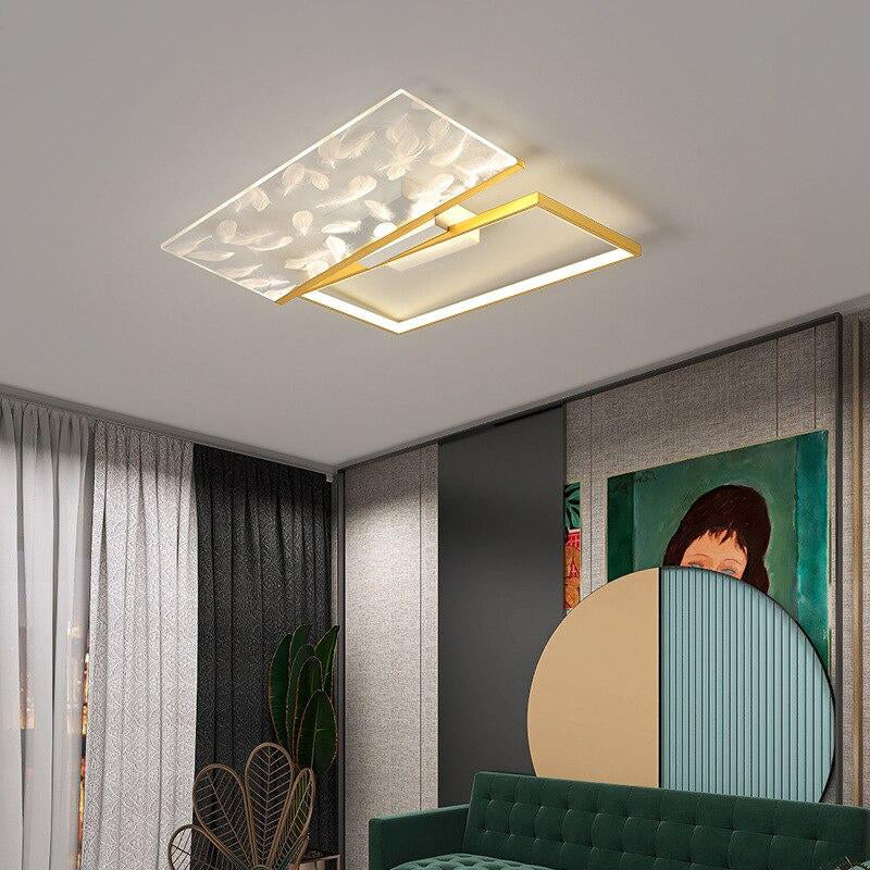 Modern LED Ceiling Lamp Living Room Bedroom Lighting New Lamp Gold Frame Aluminum Chandelier indoor Lighting.