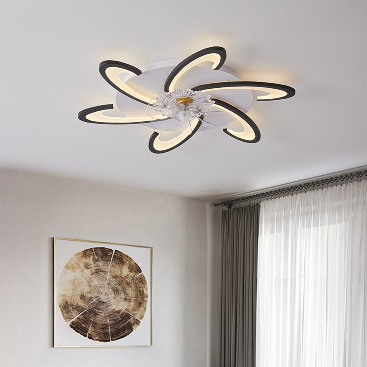 Nordic Decor LED Ceiling Fan for Living Room Decoration Bedroom Dining Room Ventilador Lamp Ceiling Fan Brightness Light Fixture