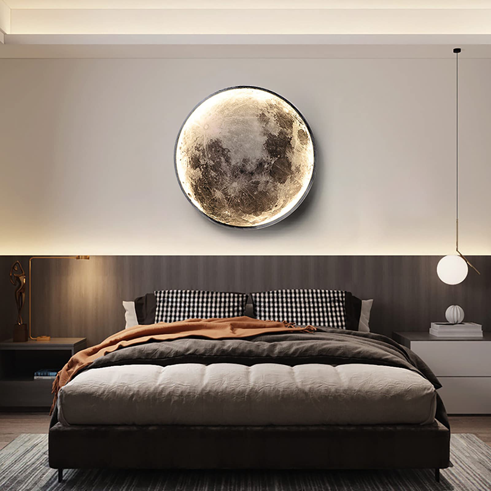REYDELUZ 19.6 Inch LED Bedroom Wall Lamp Decorative Atmosphere Lamp with The Effect Of Three Color Mode Lamp In The Bedroom Corridor