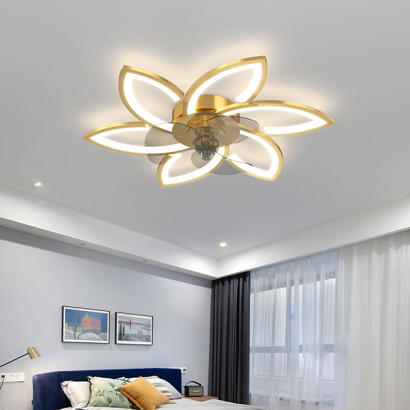 Modern Ceiling Fan With Lamp With Remote Control, Adjustable Fan For Bedroom