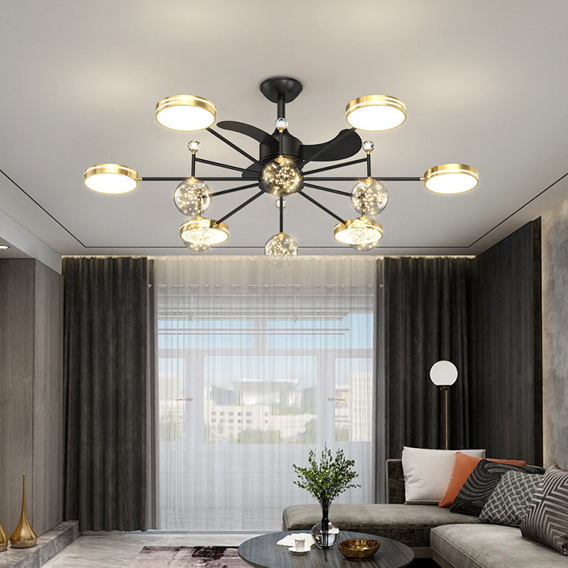 Modern led ceiling fan, projection lamp, adjustable wind speed,