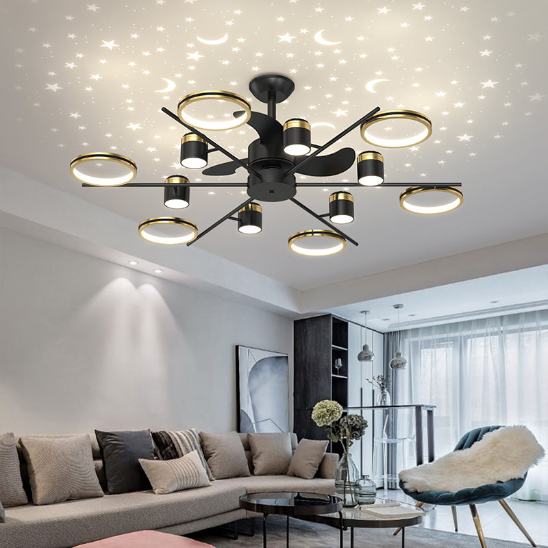 Modern led ceiling fan, projection lamp, adjustable wind speed,