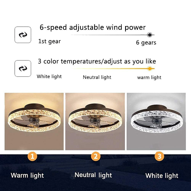 REYDELUZ LED Ceiling Fan with Light Dimmable Ceiling Fan Lights with Remote Control Adjustable Wind Speed Fan Lights for Living Room Bedroom Hallway Dining Room Office