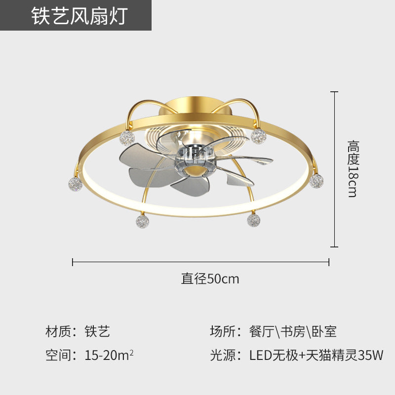 Modern Simple Invisible Fan Lamp Living Room Lamp Bedroom Dining Room Ceiling Lamp Children's Room Integrated Electric Fan Lamp