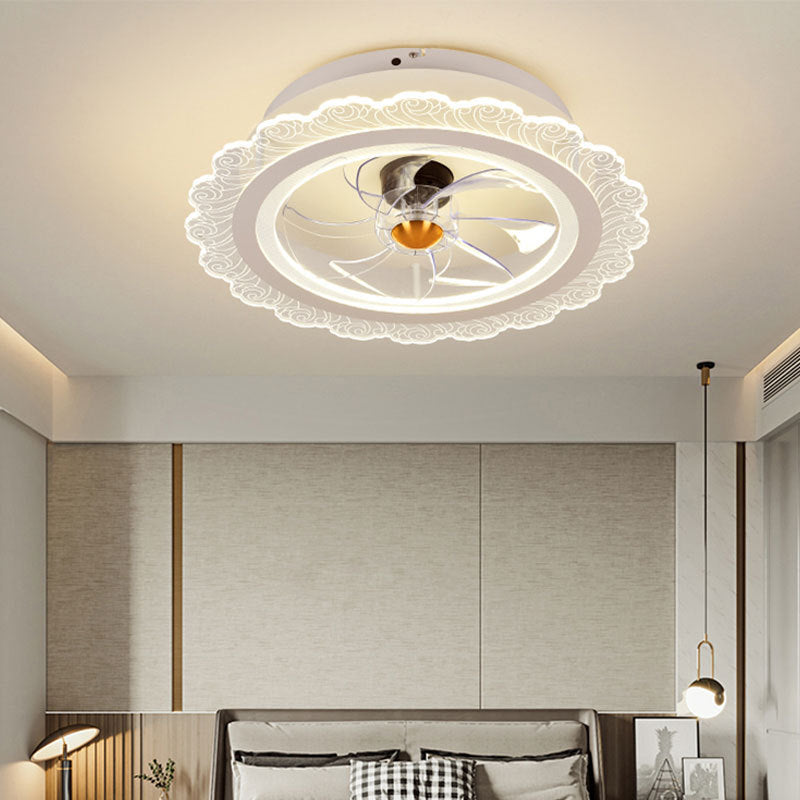 Nordic Ceiling Fan Lamp for Children's Room Ultra-Thin Mute Eye Protection Ceiling Integrated with Electric Fan Light in the Bedroom