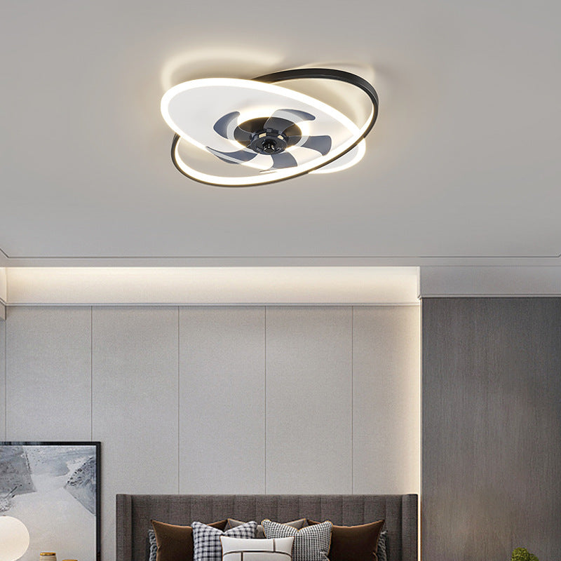 Modern ceiling fan with lamp remote control 3-color temperature, 3-speed fan square ceiling lamp,