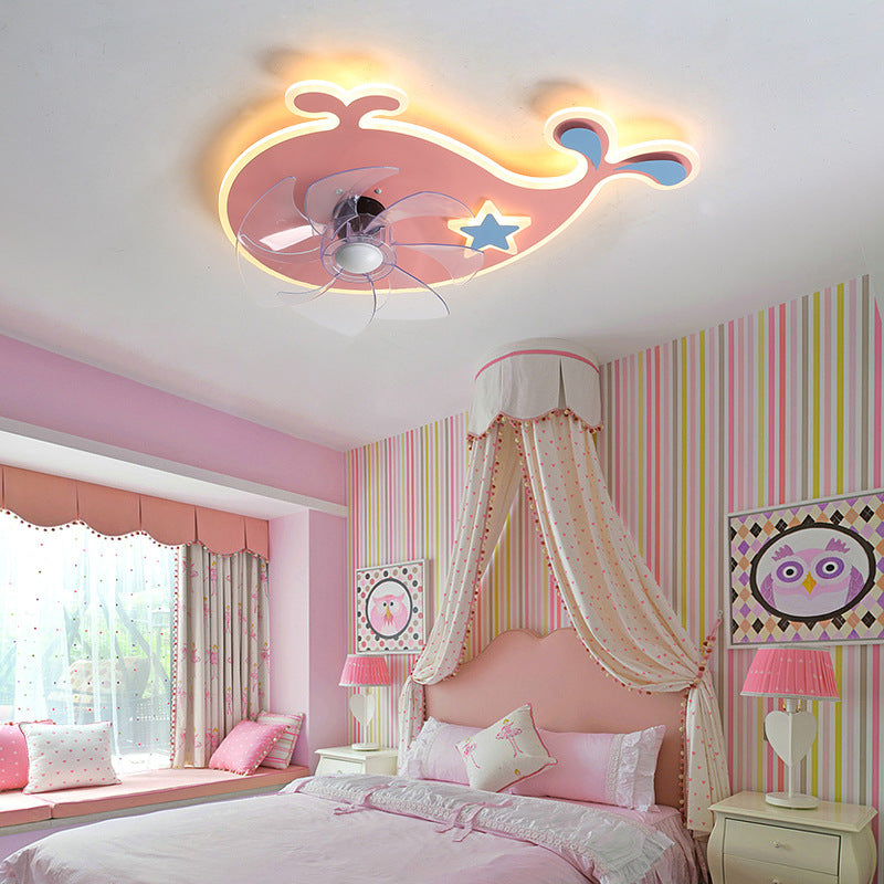 Fan Lamp for Bedroom Ceiling Lamp for Children'S Room Princess Room Lighting Ceiling Fan for Children
