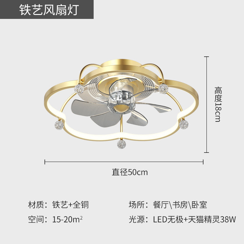 Modern Simple Invisible Fan Lamp Living Room Lamp Bedroom Dining Room Ceiling Lamp Children's Room Integrated Electric Fan Lamp