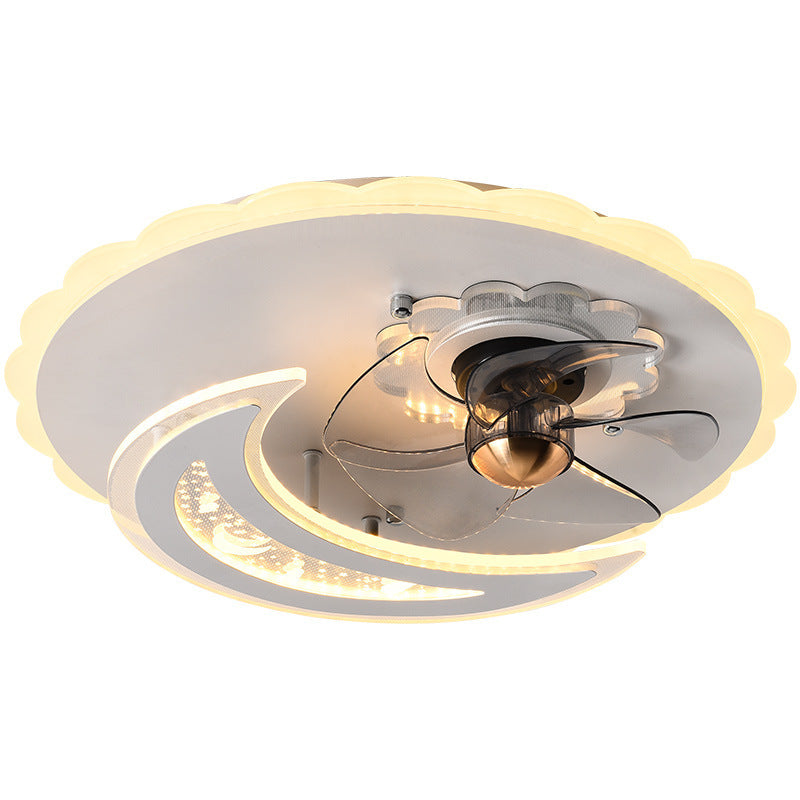 Nordic Ceiling Fan Lamp for Children's Room Ultra-Thin Mute Eye Protection Ceiling Integrated with Electric Fan Light in the Bedroom