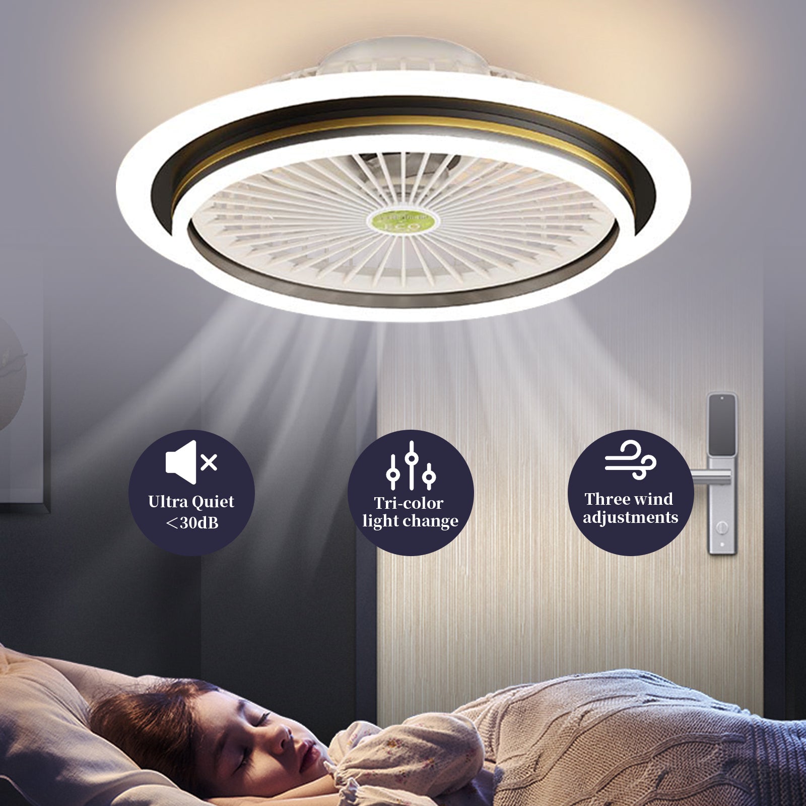 Modern Ceiling Fan Led Acrylic Lamp Is Suitable For Bedroom, Children's room，Dining Room And Living Room.