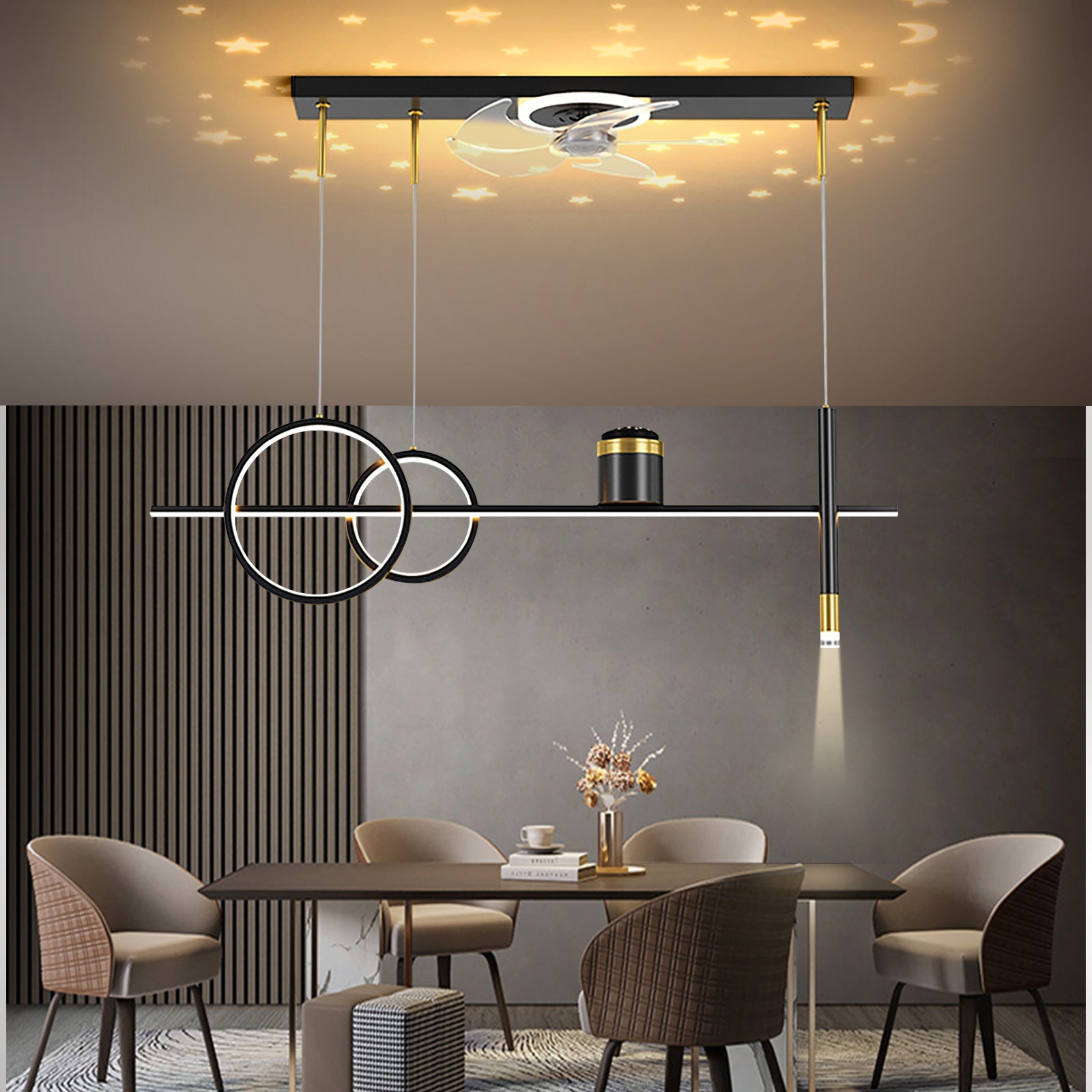 Restaurante Ceiling Fan with Light for Living Room Decor Indoor Lighting Restaurante Ceiling Fan Lamp Lights with Remote Control FAN